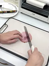 抗菌防霉 ステンレス製 ダブルサイドまな板【家庭用・キッチン用・麦わら素材】