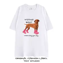 犬デザインプリントのオーバーサイズTシャツ【春夏用・コットン100%・カジュアル】