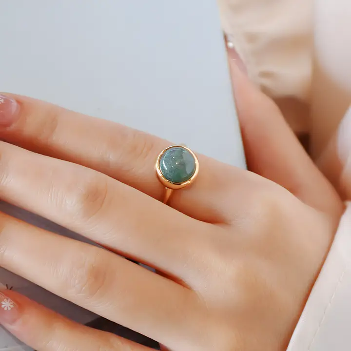 Dorcaloo S925純銀 水草瑪瑙リング【オープンデザイン・コンテンポラリー・女性用】