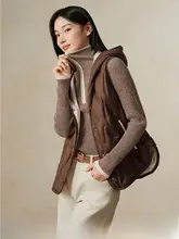 軽やかで暖かい！フード付きバイカラー白鹅绒ダウンベスト【冬季用】