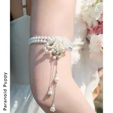 フラワービーズデザインのトレンド感溢れるアームバンド【パール・フリンジ・ウェディング用】