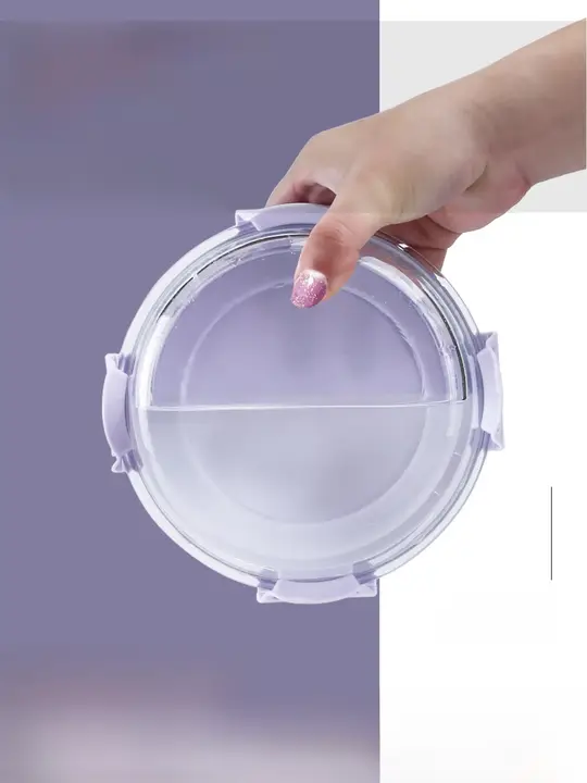 円形の蓋付きランチボックス【電子レンジ対応・学生用・便利なデザイン】