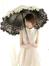レースデザインの折りたたみUVカット傘【女性用・コンパクト・日傘兼雨傘】
