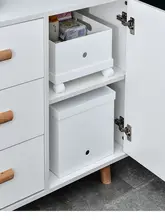 ホワイトプラスチック収納ボックス【フタ付き・多機能・キッチン用・シンプルデザイン】