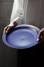 プレート 平皿 手作り 陶器 ヴィンテージ 家庭用 おかず皿 点心皿 おしゃれ 洋食器