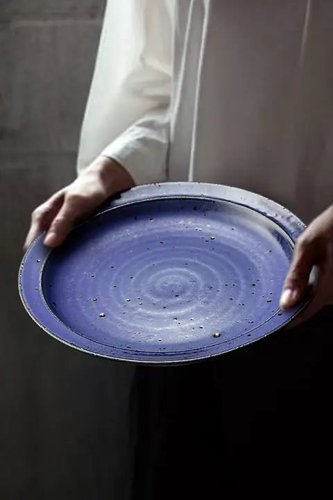 プレート 平皿 手作り 陶器 ヴィンテージ 家庭用 おかず皿 点心皿 おしゃれ 洋食器