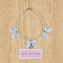 リボンデザインの水滴ペンダント【ABSパール使用・ロリィタスタイル・ラリエット】