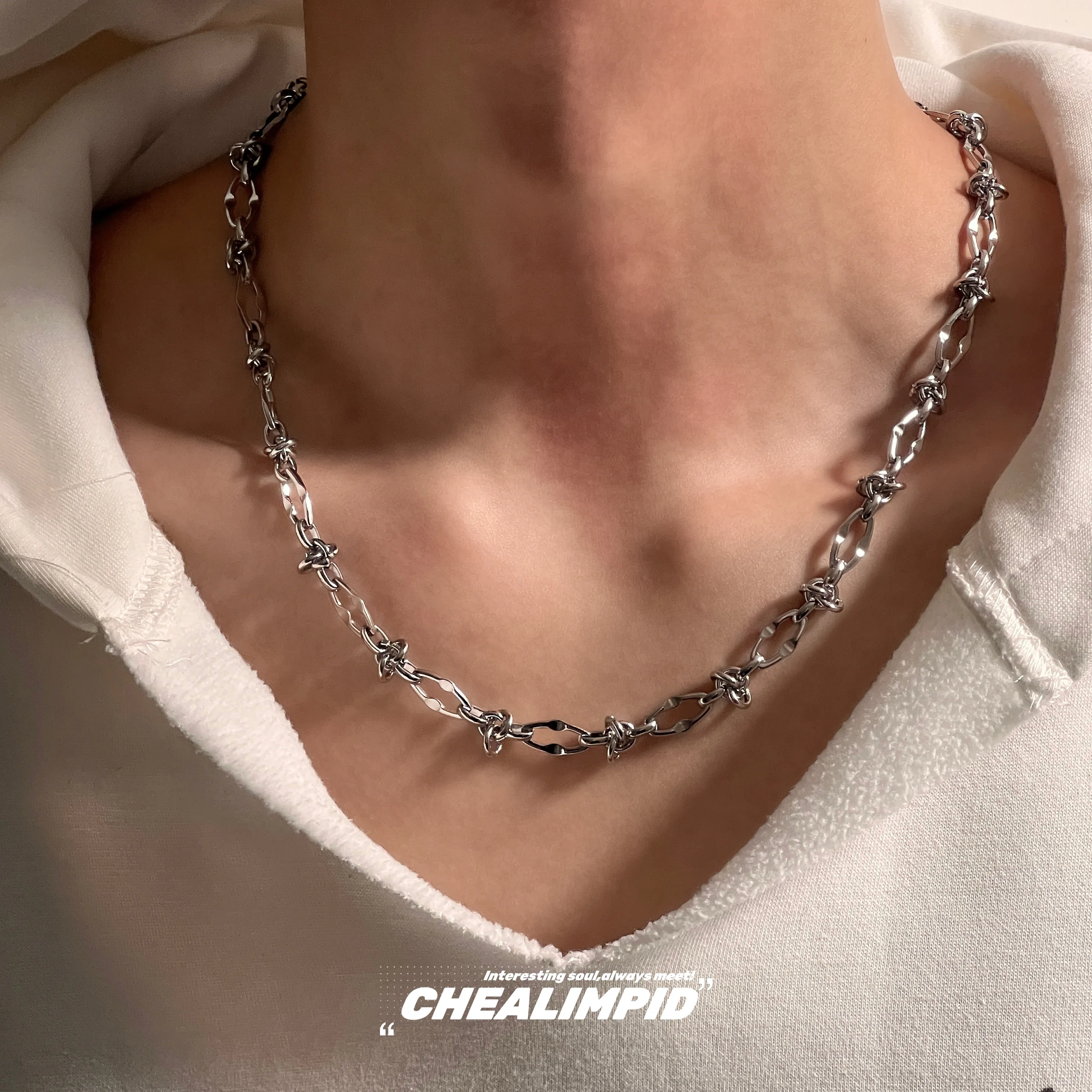 CHEALIMPID タイタンスチール製 ジョイントデザインのストリートスタイルネックレス【ユニセックス・ヒップホップ】