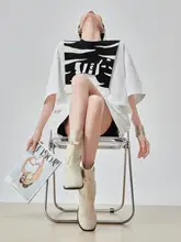 トップス レディース 半袖Tシャツ ホワイト ゼブラ柄ショール付き 取り外し可能 ルーズ 着痩せ ミディアム丈 夏