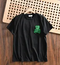 デザイナーライン ベア刺繍 メンズオシャレコットンラウンドネック半袖Tシャツ【夏用・フィット】