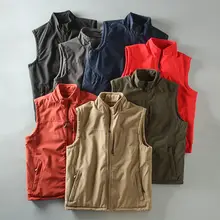 リバーシブル仕様の防風・撥水アウトドア用フリースベスト【メンズ・ミリタリーデザイン・立 Collar】