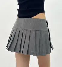 ストライプデザインの超短ミニスカート【Aライン・プリーツ・低腰】