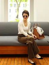 MsDidion コットン混合チノ春用ストレートパンツ【高密度・不粘着・快適な肉感】