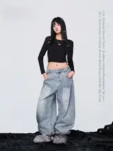 ストリートスタイルのサイバー風デニムパンツ【個性的なデザイン・カジュアル用】（セットアップ対応）