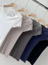 極上の柔らかさのレースデザインニットシルクTシャツ【春夏用・レディース】
