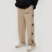 アメリカンヴィンテージ刺繍入り メンズルーズストレートカジュア ルパンツ【高街・ヒップホップ・学生用・ペアスタイル】