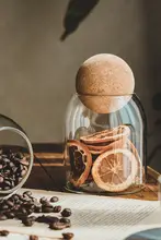 コルク栓のコーヒー豆収納瓶【高硼硅ガラス製・ティーブレンダースタイル】