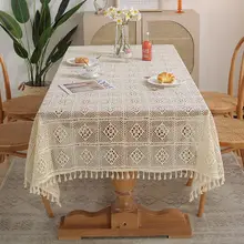 レース透かしデザインのテーブルクロス【ヴィンテージスタイル・円形・手作り】