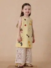 女児用レース透かしデザイン キャミソールパンツ【おしゃれなドールシャツ・カジュアルパンツ】（セットアップ対応）