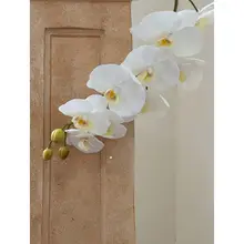 フェイクフラワー 多頭胡蝶蘭 テーブル 寝室 白色 黄色 装飾花瓶