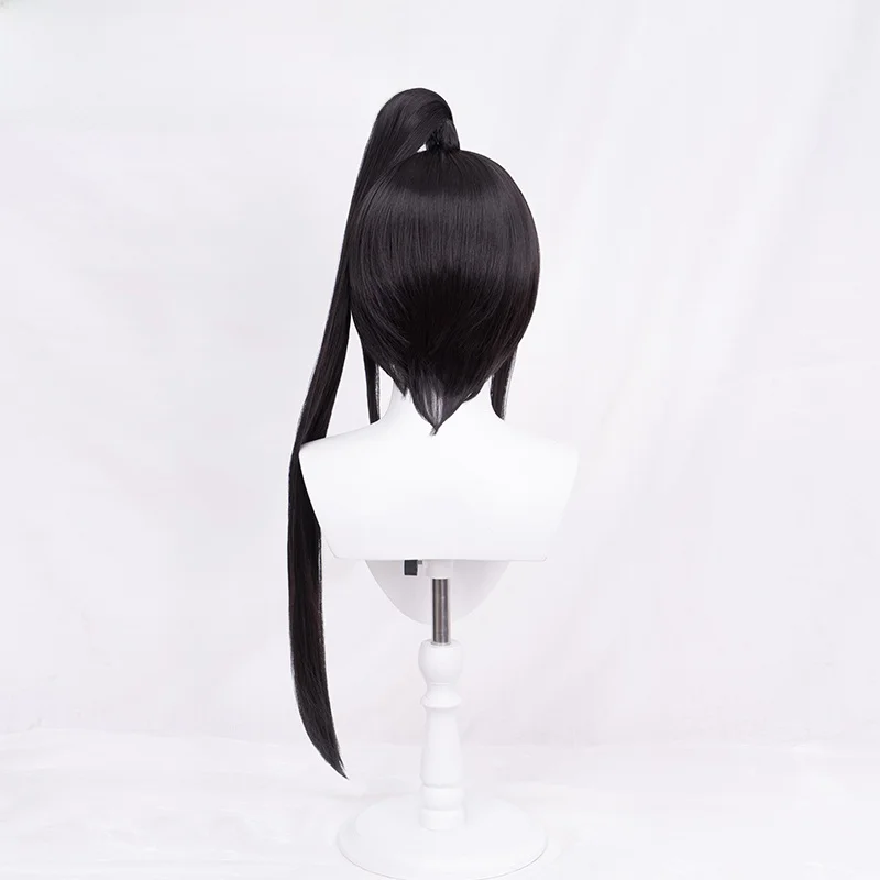 中務椿ウィッグ 黒のポニーテール：アニメキャラクターのコスプレに最適なヘアスタイル