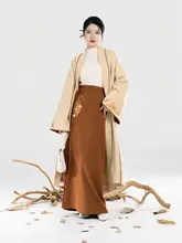 秋の雰囲気満点！刺繍入り対襟コート【新中式・一体型・ソングスタイルスカート】（セットアップ対応）