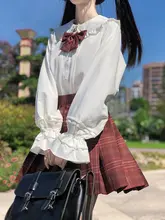 ロリータ風 ドールカラー長袖ブラウス【白・春秋用】（セットアップ対応）