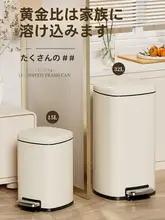 ステンレス製大容量ゴミ箱【蓋付き・足踏み式・リビング・キッチン・寝室用】