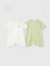 洋甘菊デザインの赤ちゃん用スリープローブ【薄手・夏用・短袖・男女兼用】