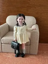 ニットワンピース キッズ ガールズ プリーツ クロシェ えり付き スクールスタイル おしゃれ 秋