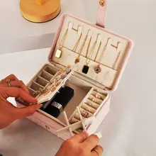 高級ポータブルジュエリーボックス【多機能・ダイヤモンド型・ネックレス・指輪収納用】