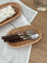 家庭用 藤製収納バスケット【ナチュラル・キッチン用・食器トレイとして可】