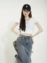 白色 半袖Tシャツ【女性用・短丈・タイトフィット・夏用】