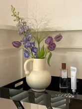 フランス風 ハンドル付き陶器花瓶【ミルクポット形状・インテリア装飾用】