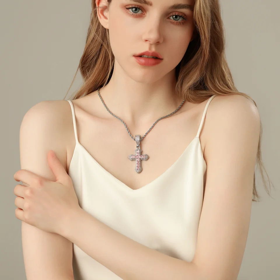 ネックレス ペンダントトップ クロス スクエア ジルコニア プラチナメッキ 銅合金 ペア ストリート 上品 ソリッド 「WIC」