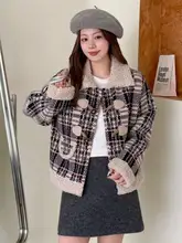 羊羔毛襟のデザインが特徴のショートコート【秋冬用・高級感あり・女性用】（セットアップ対応）