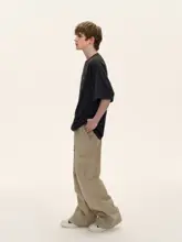 カーゴパンツ 男性 ゆったり ストレート ハリのある