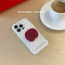 大孔デザインの赤いリンゴスマホスタンド【対応機種多数・インスタ風】
