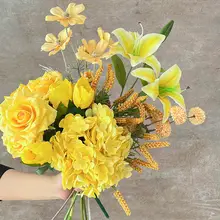 北欧風のイエロー系造花【リビング用・デスク装飾・写真撮影用】