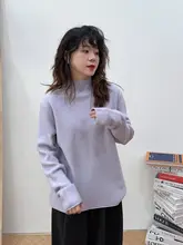 秋冬用 やわらかニットハイネックセーター【ルーズフィット・リブ編み・ベーシックデザイン】