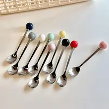 高級感溢れるステンレス製ティースプーン【デザート・丸型・かわいいデザイン】