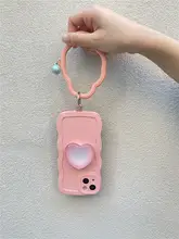 四葉クローバー付きiphone用手帳型ケース【グラデーションハート・ホルダー付き・女性向け】