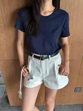夏にぴったりのコットン製ラウンドネック短袖Tシャツ【フィット・シンプルデザイン】