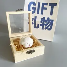 手作り彫刻の実木テディベア置物【オフィスデスク用・車載装飾】