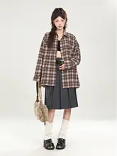 シャツアウター レディース 長袖 ブラウンチェック柄 ヴィンテージ カジュアル UVカット おしゃれ 春夏