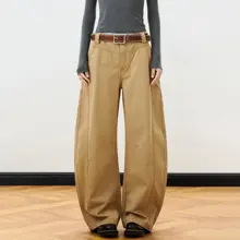 カーゴパンツ ユニセックス アメリカン風 ヴィンテージ ストリート デコンストラクション カーブドシルエット ワイド ルーズ 着回し「JUNECUT」