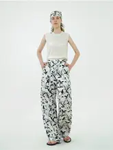 30.R 自然系 レディースパンツ【泡泡皺 生桑絹 シルクサテン・ストレートカット・フルレングス】