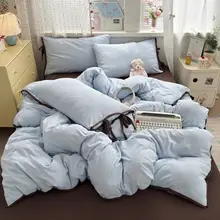 花柄の猫デザイン 四件組 水洗コットンベッドセット【通気性・コントラストカラー・学生向け】（セットアップ対応）