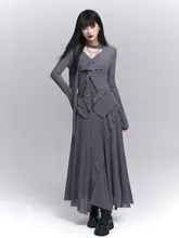 シンプルで上品な黒のドレス【高級感・秋用・韓国スタイル】（セットアップ対応）