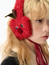 可愛らしいリンゴデザインのイヤーマフ【冬用・毛羽立ち・保温効果】